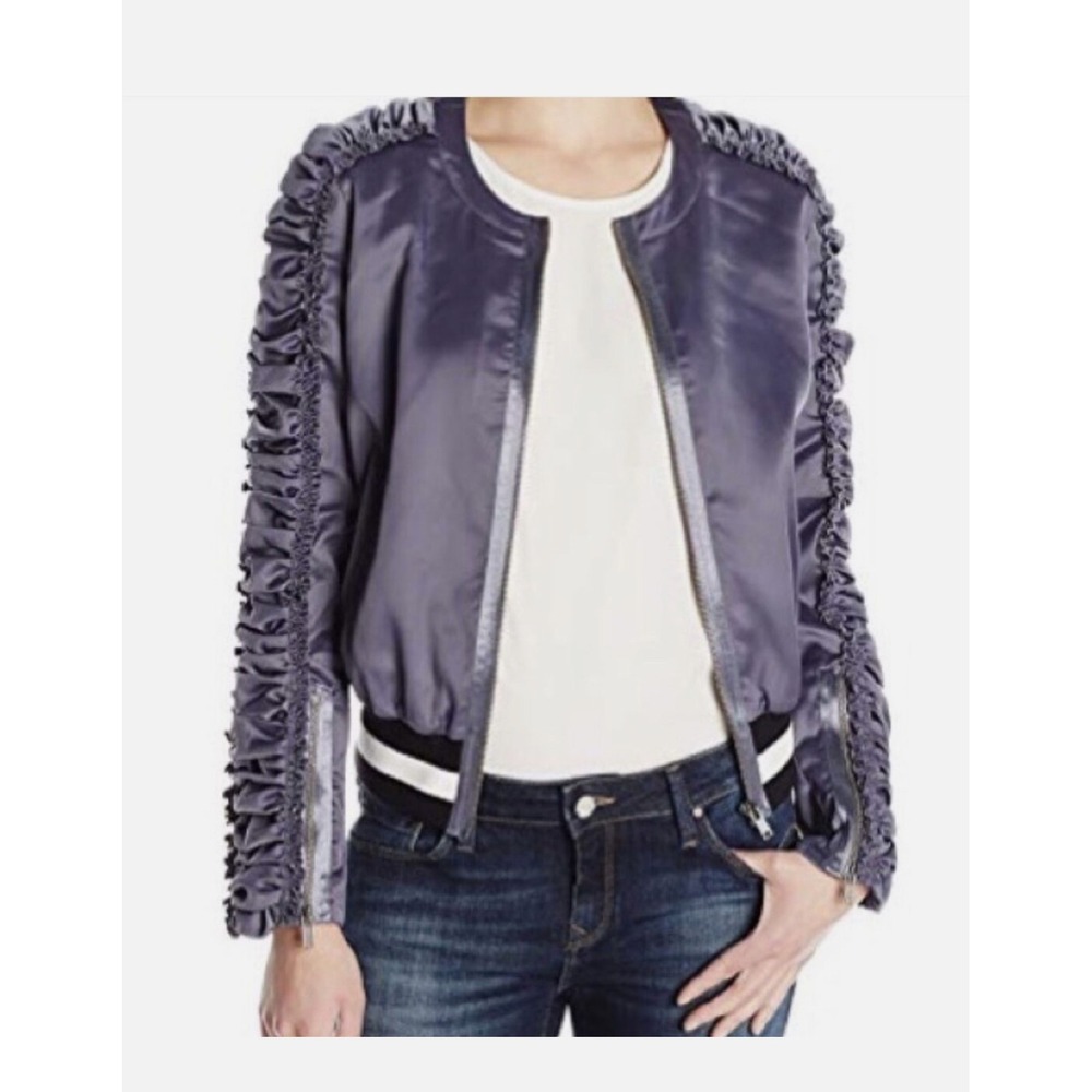 William Rast Ltd. Edition blue ruched sleeves bomber jacket, J‎ Timberlake, Med.
